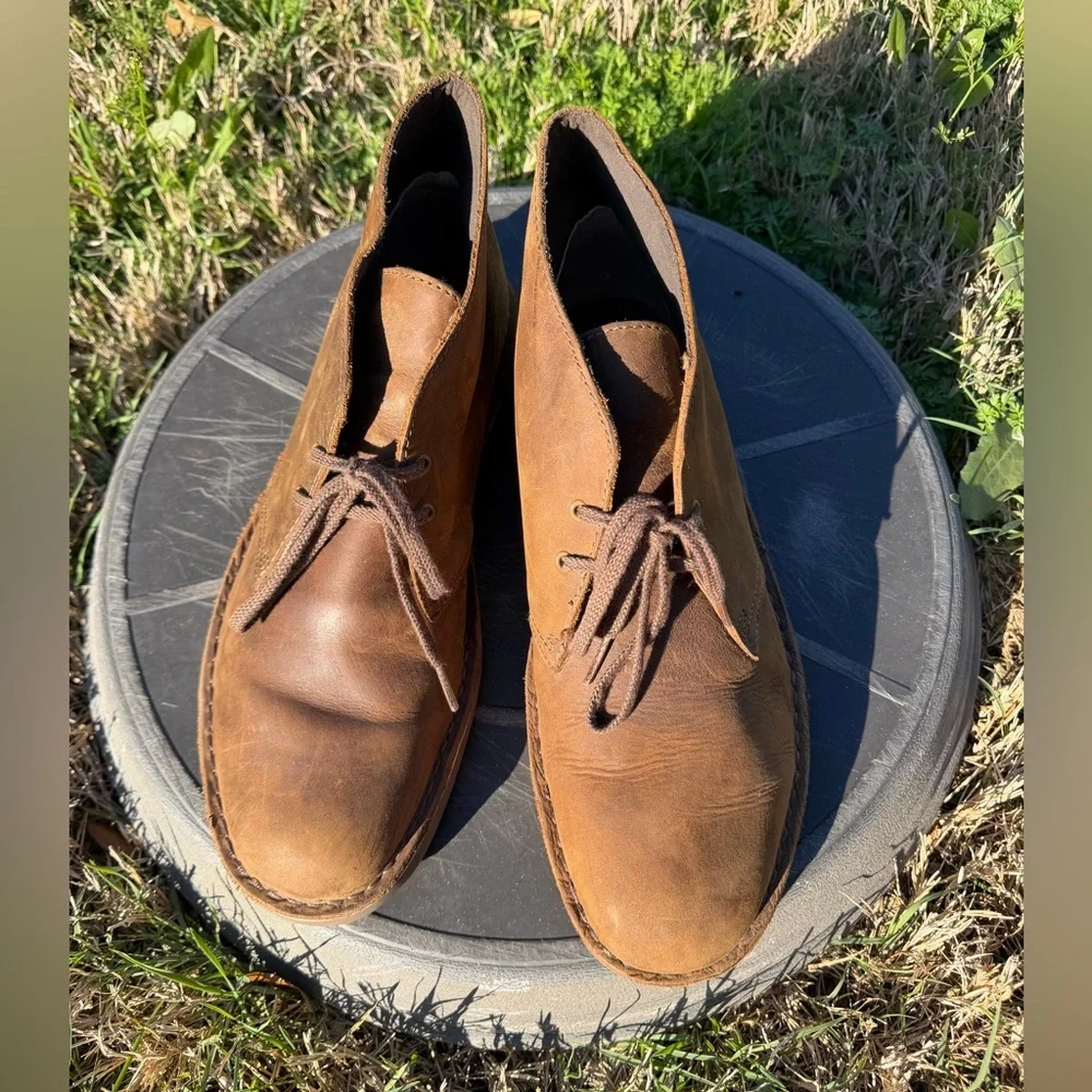 Clarks Men's Tan Brown Leather Chukka Boots Sz-11M. X